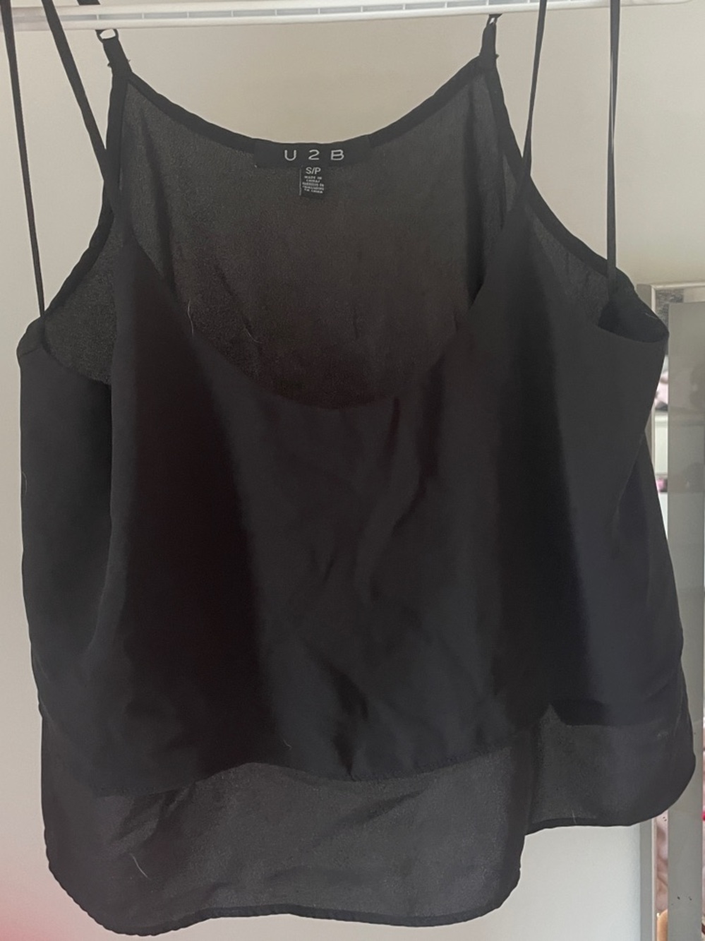 U2B Black Double-Layer Spaghetti Strap Cami